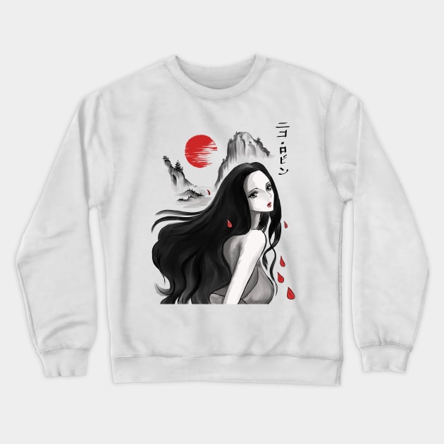 Japanese Nico Robin Crewneck Sweatshirt by OctobersArt